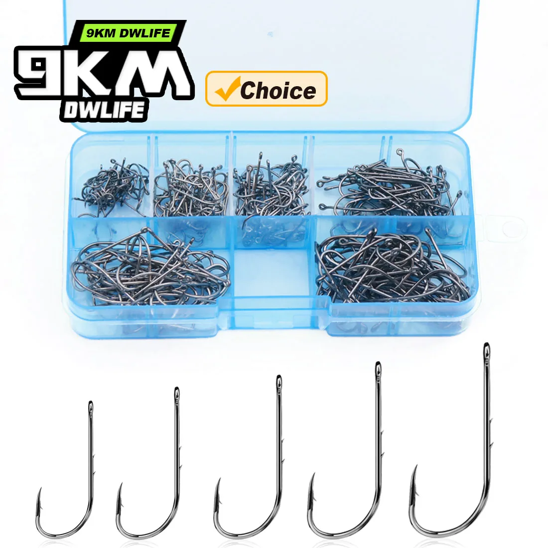 Kit de gancho Baitholder de 9KM, 100-375 Uds., gancho de gusano de doble púas, gancho de vástago largo para cebo vivo, gusano, agua salada, lubina, bagre