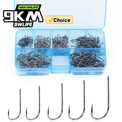 Kit de gancho Baitholder de 9KM, 100-375 Uds., gancho de gusano de doble púas, gancho de vástago largo para cebo vivo, gusano, agua salada, lubina, bagre