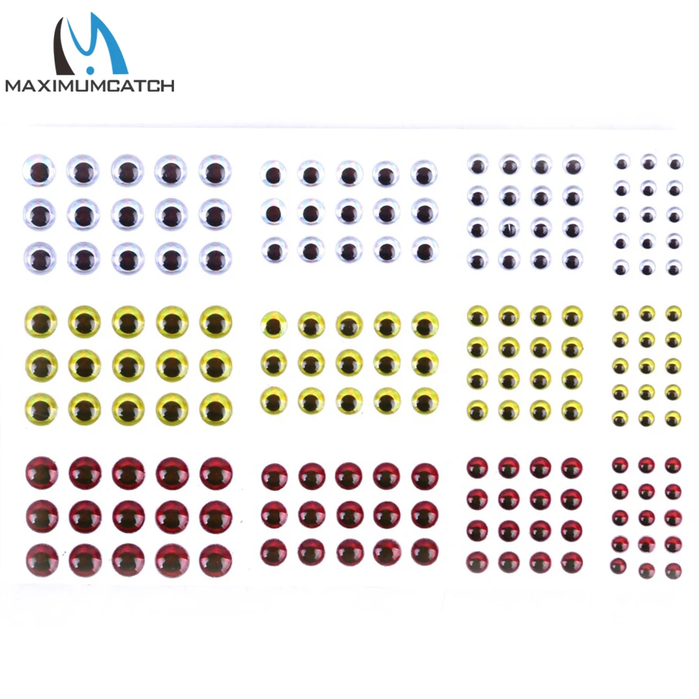 Maximucatch-señuelo para pesca con mosca, ojos 2D/3D/4D 3/4/5/6mm, Material para atado de moscas, cebos DIY para hacer ojos de pez - imagen 5