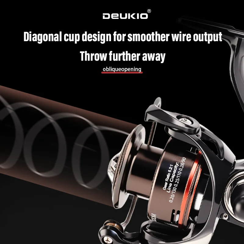 Carrete spinning ultraligero DEUKIO 5.2:1 – 145g para agua salada - imagen 4