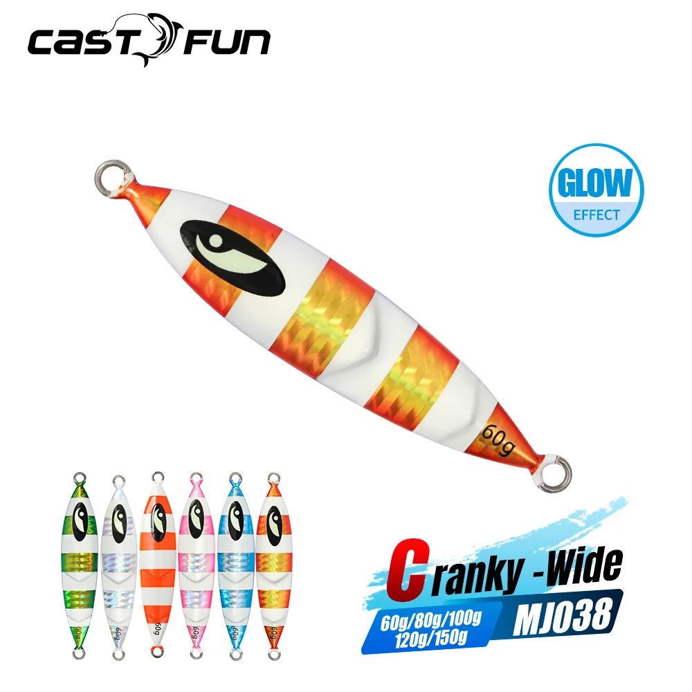 CASTFUN-gabarito de caída lenta, 60g, 80g, 100g, 120g, 150g, señuelo de Jigging lento, plantillas de Metal de agua salada, aparejos de pesca de aguas profundas - imagen 2