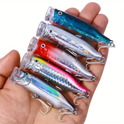 Popper Señuelo de superficie Bass y Carpa – Plástico Duro Artificial