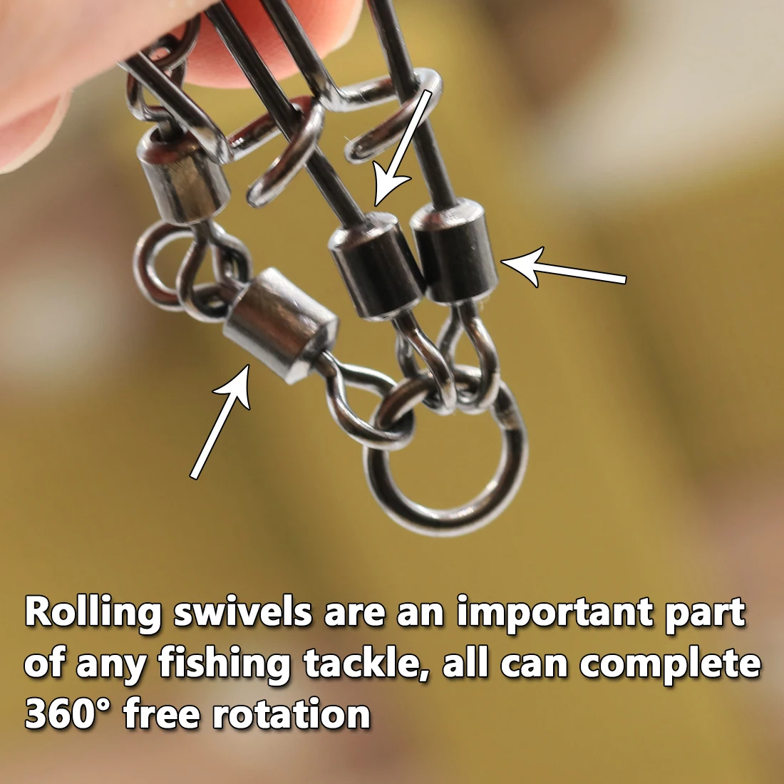 FishTrip 5 piezas de conector de plantilla de señuelo de calamar giratorio de 3 vías accesorios de acero inoxidable negro para agua salada y dulce - imagen 4