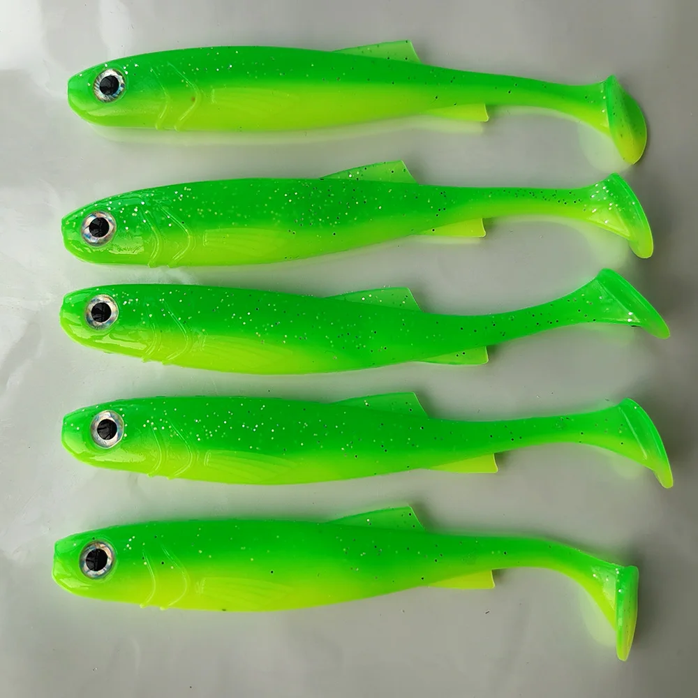 Señuelos de pesca de plástico suave, 5 uds., 7,5 cm/10cm/12,5 cm, cola de paleta de silicona, sábalo, gusano, Swimbaits, lubina, trucha, Lucio, Leurre Souple - imagen 5