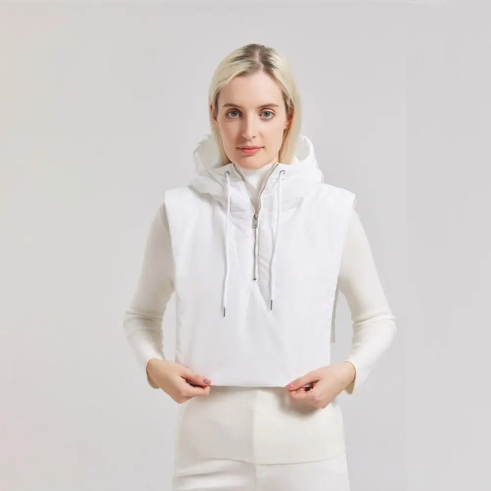 Gorro con capucha de cuello falso grueso de algodón, diseño de cremallera, bufanda ultraligera, pasamontañas, sombrero con cordón, sombrero Lei Feng para actividades al aire libre - imagen 3