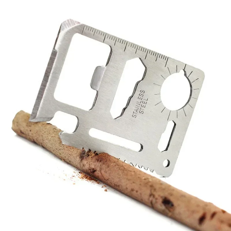 Tarjeta de supervivencia multifunción de acero inoxidable, herramienta de bolsillo portátil de supervivencia para medición de botella con apertura de encendido - imagen 3