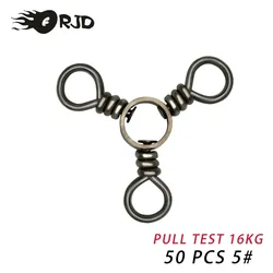 Conector de aparejo de 3 vías giratorio Trigeminal de pesca de acero inoxidable, 10 Uds., para pesca al aire libre, enlace a presión giratorio duradero con Anti