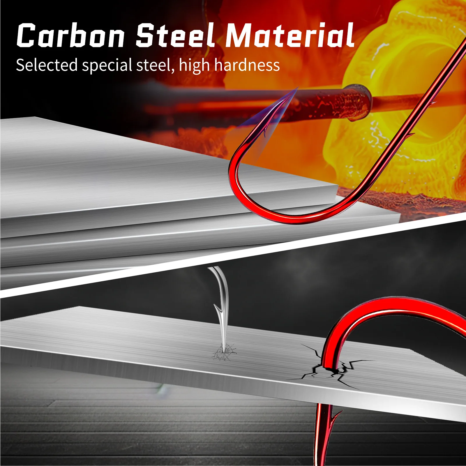 FTK-anzuelos de pesca Baitholder de acero rico en carbono, vástago largo, soporte de anzuelo de gusano rojo, anzuelo de cebo para agua salada y dulce, nuevo - imagen 2