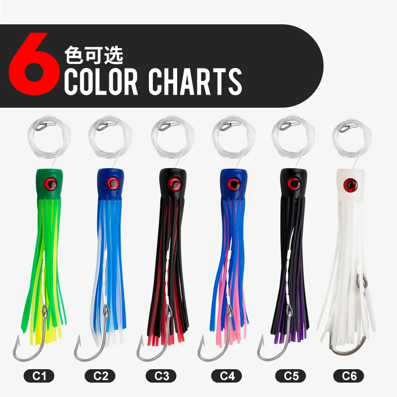 OBSESSION TR006-B 150mm/6inch Big Game Fishing Tuna Marlin Trolling Lure Sea Boat Fishing Octopus Squid Skirt Glow Trolling Bait - imagen 4