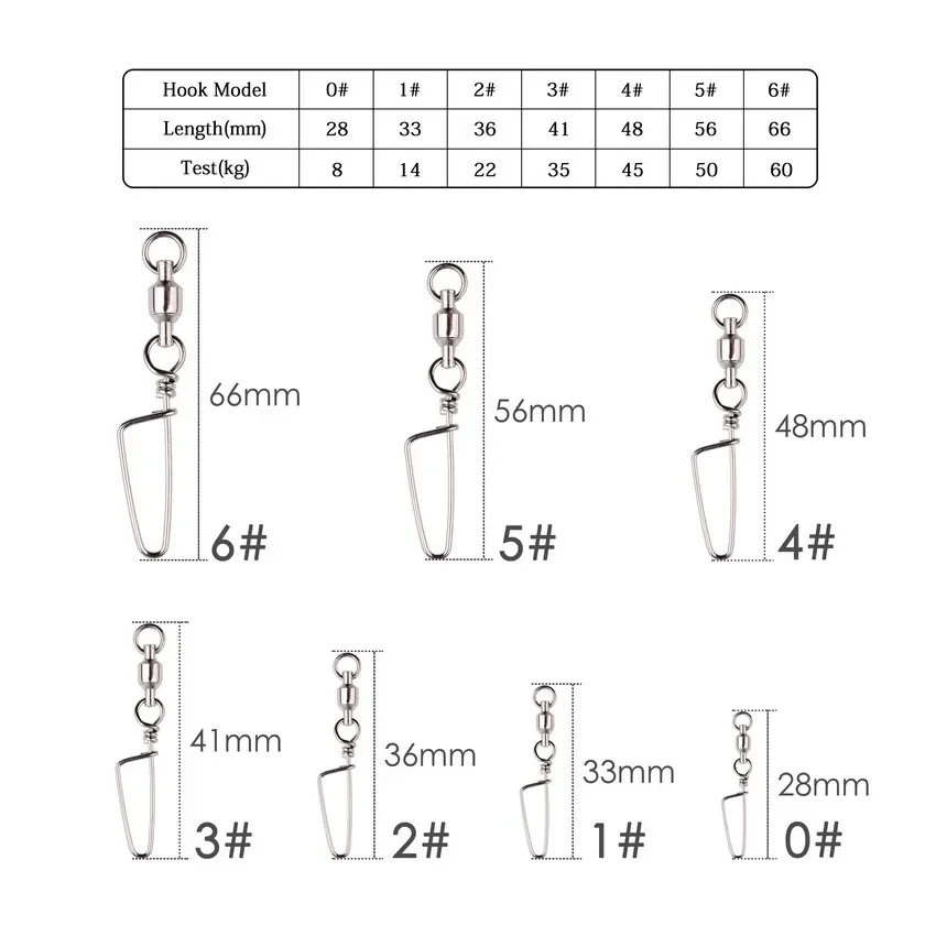 Conector giratorio de pesca a presión, 10/50 piezas, 0 #-6 #, anzuelo, señuelo, accesorios de pesca de carpa - imagen 2