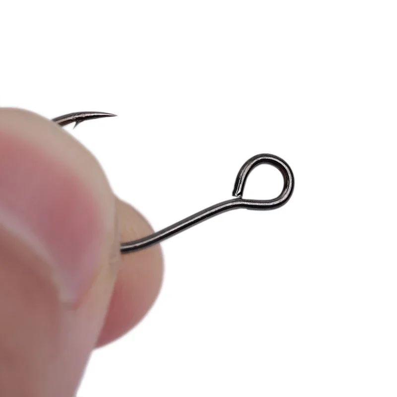 10 unids/lote tamaño 4-12 #   ORIGIN-anzuelo de repuesto para señuelo de pesca, anzuelo individual para cebo de pescado, anzuelo en línea, ojo grande, aparejos de acero rico en carbono - imagen 4