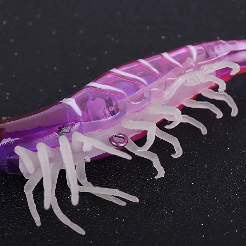 6 uds. Señuelos tipo Gamba brillantes de silicona, cebos flotantes para natación, señuelos que se hunden, simulación de gambas, Señuelos de Pesca - imagen 5