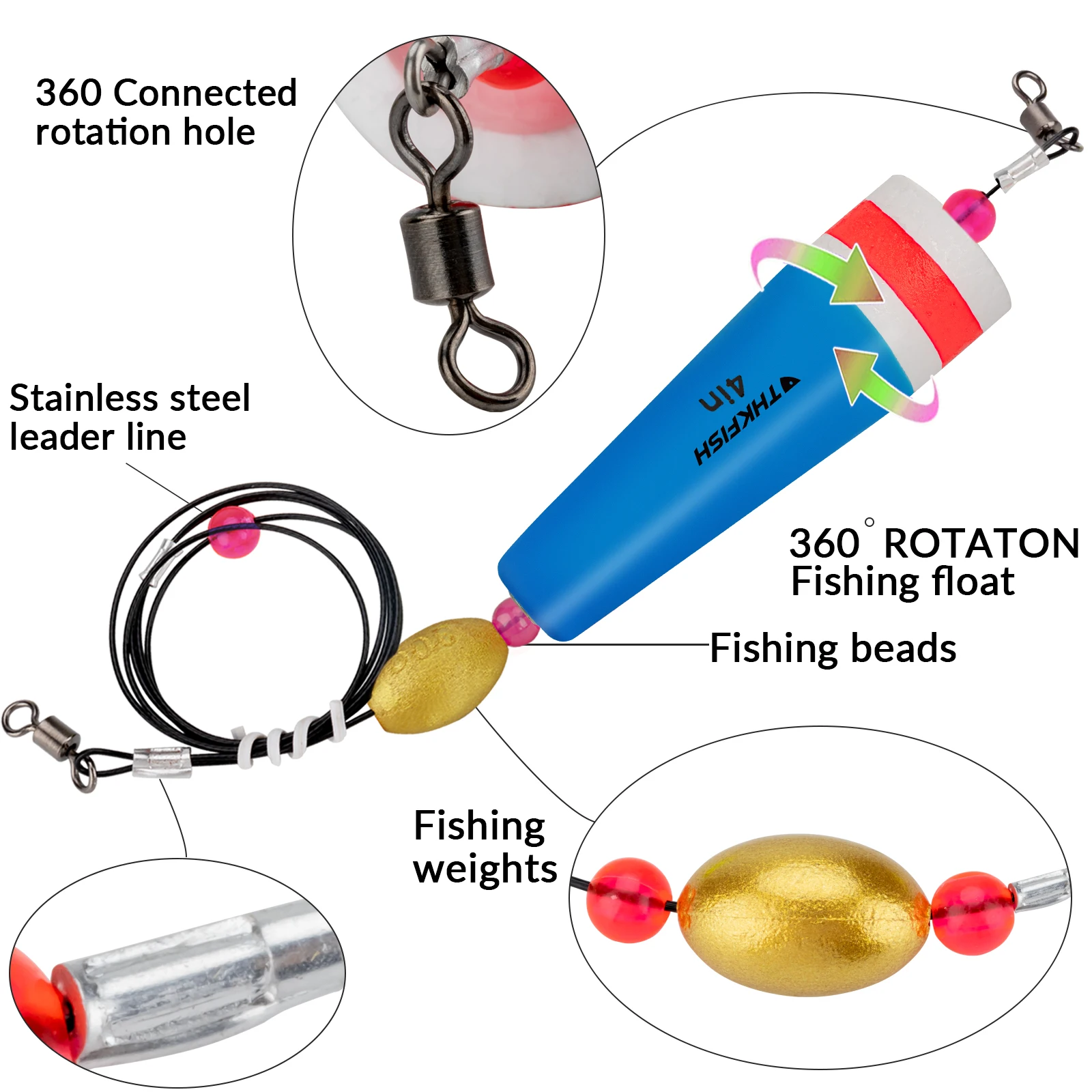 THKFISH Flotadores de Corcho Sonajero para Popping - imagen 2