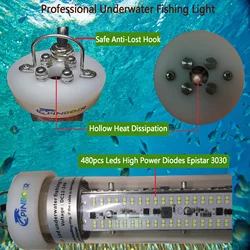 Luz LED Sumergible Pinboer 300W – Alta potencia para atracción de pesca