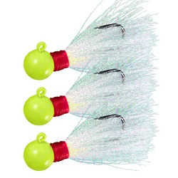 Plantilla de pelo con bola redonda, 10 Uds., 7g, 10g, 14g, cabezas de plantilla para pesca en agua salada, Flash de cristal, plantillas de Swimbait, plantillas de Pompano, Walleye