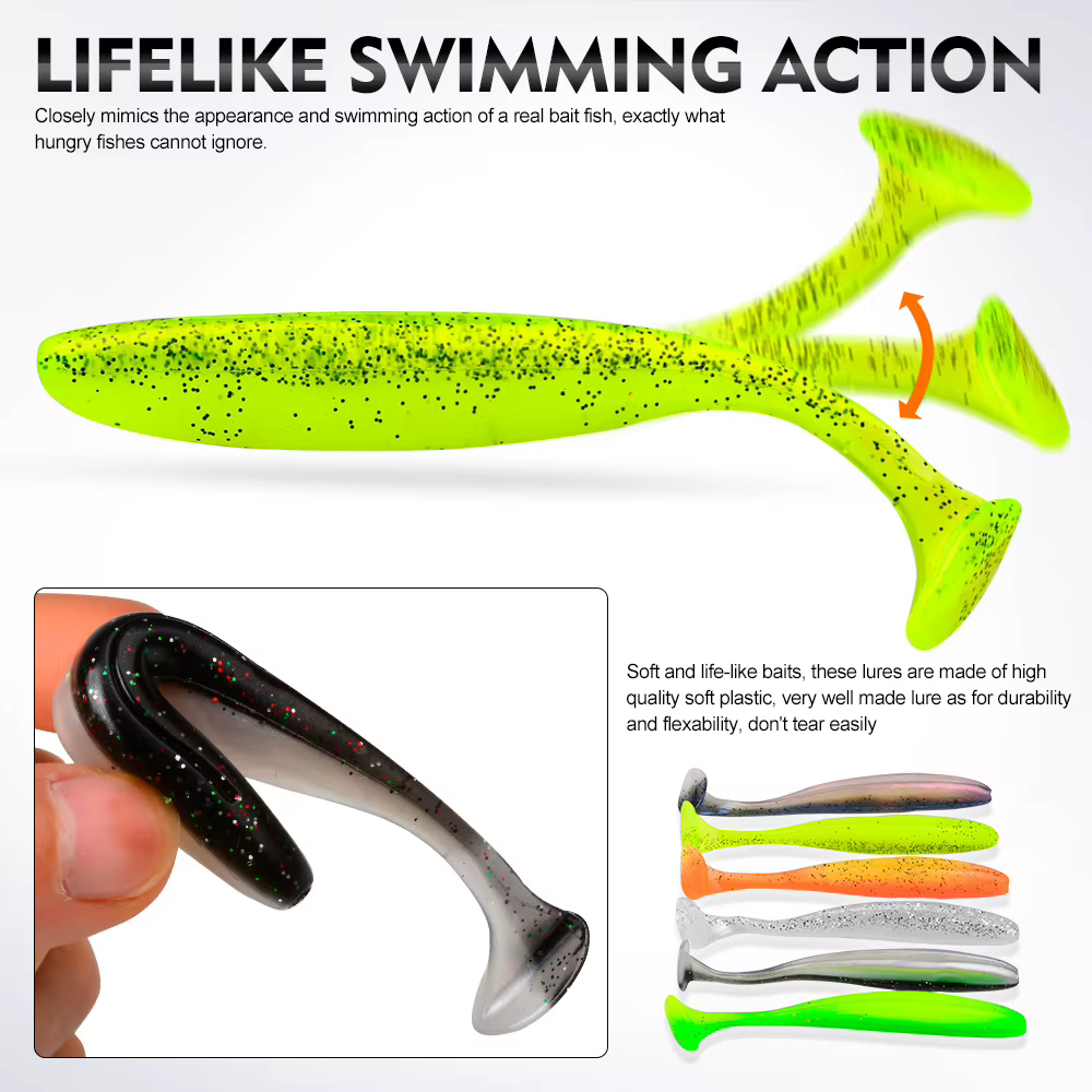 Vinilos Shad bicolor con cola móvil para pesca - imagen 2