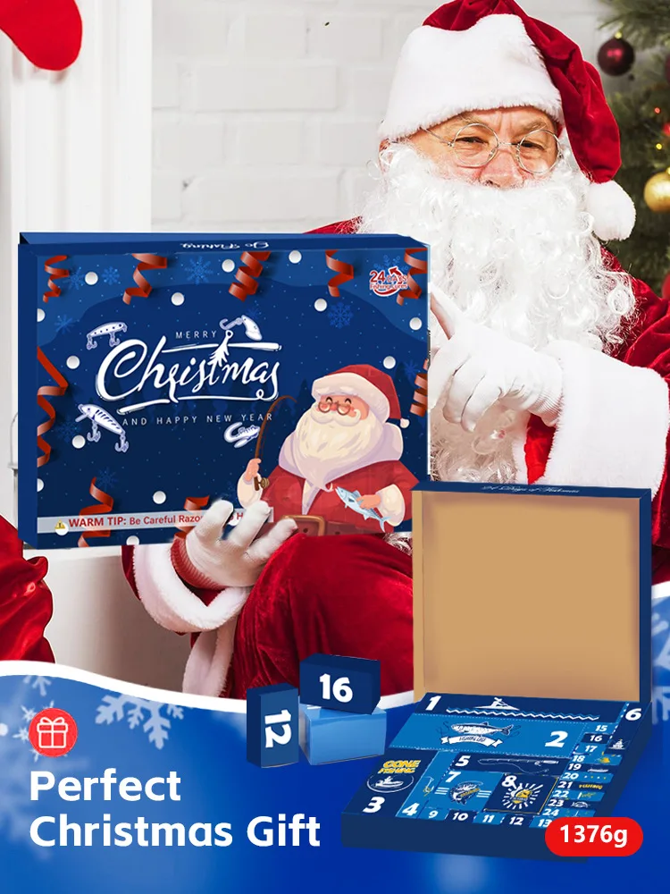 24 piezas de señuelo Navidad Santa Claus set pesca sorpresa caja de regalo embalaje accesorios de equipo de pesca - imagen 3