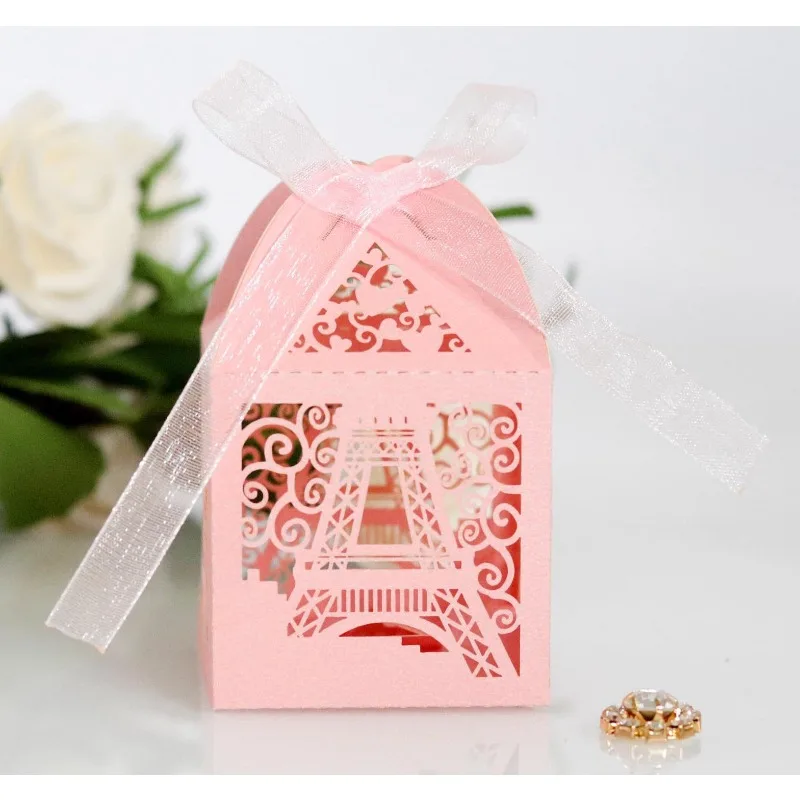 Caja de dulces Torre Eiffel creativa para boda - imagen 3