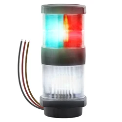 Luces de anclaje tricolor para barcos, luz de navegación, cabeza de mástil, luz marina multifuncional Led, puerto, estribo, popa, ancla en uno