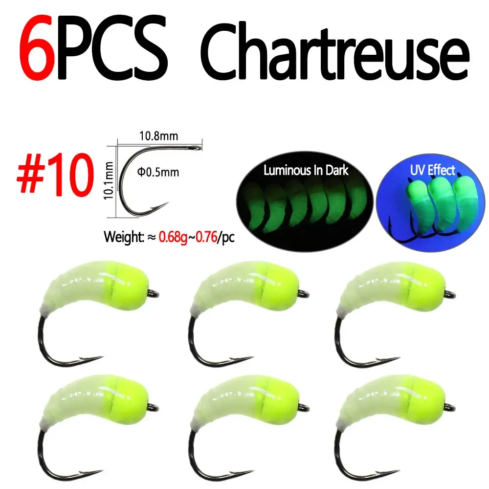6pcs Chartreuse Sz10