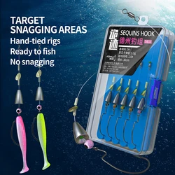 Texas Rig pre-atado anti-enredos para lubina con plomada y spinner