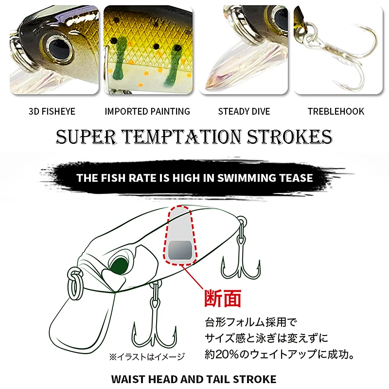 Señuelos de Pesca de pececillo que se hunden, 65mm, 9g, cebo duro Artificial, Wobblers de Pesca para Lucio, lubina, trucha, Jerkbait, equipo de Swimbait de plástico - imagen 5