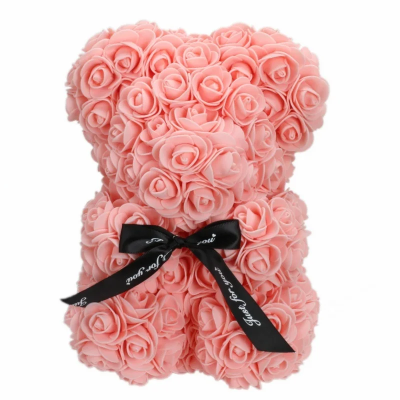 Romántico Día de San Valentín, creativo, flor eterna, oso rosa, regalo de Navidad, oso de abrazo, regalo de decoración de flores de boda - imagen 2