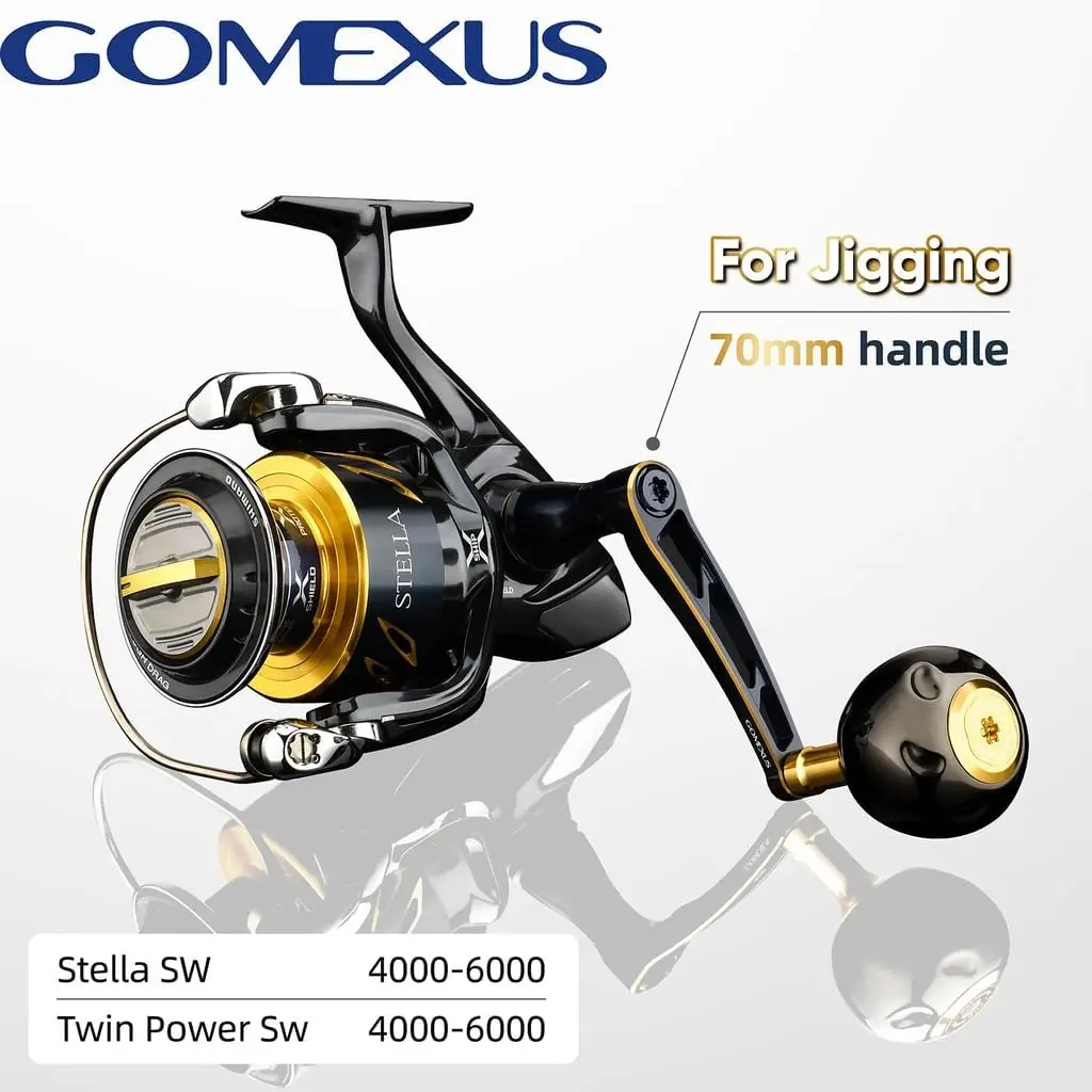 Gomexus mango eléctrico de aluminio con perilla de titanio para 2013 2020 5 Twinpower SW Stella SW 4000-6000 carrete giratorio de agua salada 70mm - imagen 4