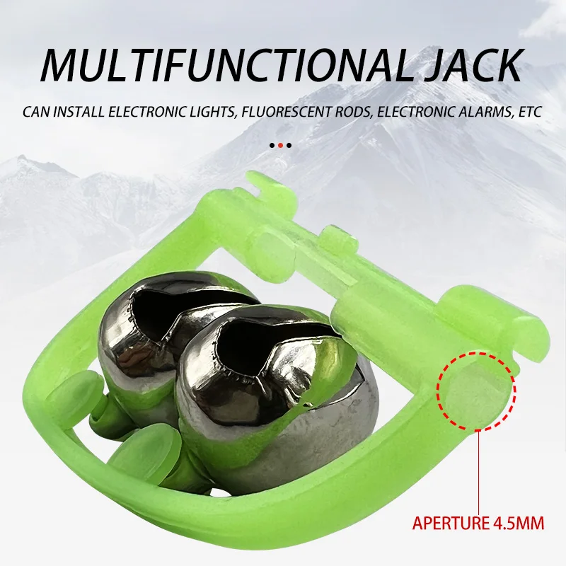 4 Uds. Campanas de pesca arqueadas, alarma de caña, indicador nocturno de plástico verde, cebo, campanas dobles, alarma, equipo de pesca - imagen 4