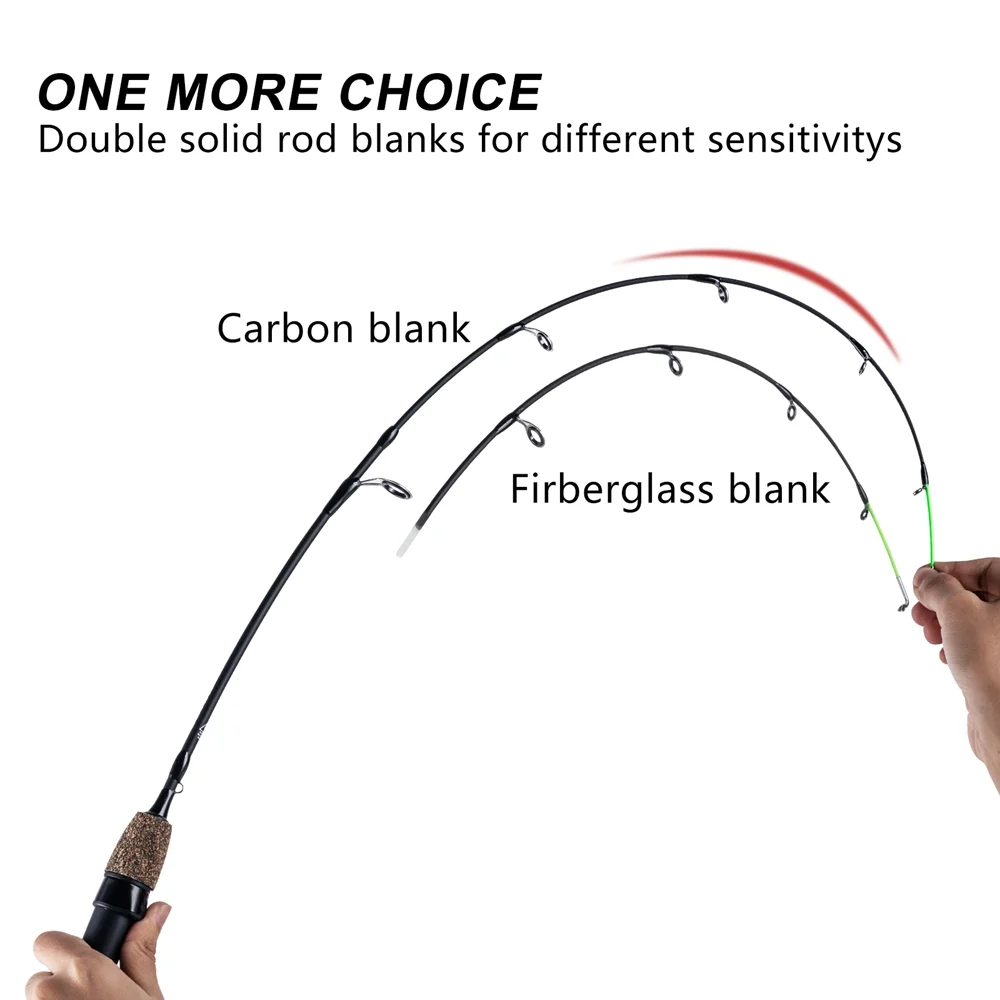 Cañas de pescar en hielo de invierno Goture 28 ''32'' 2 puntas caña giratoria mango de corcho caña de hielo pesca de carpa ultraligera - imagen 4