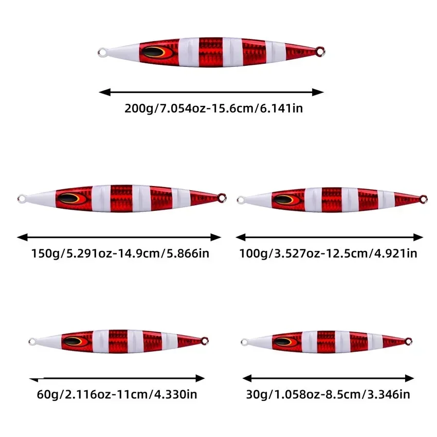 Señuelo de pesca de aguas profundas, plantilla de Metal, 30g, 60g, 100g, 200g, señuelo de Jigging de fundición lenta, trucha, atún, aparejos de cebo Artificial, 5 uds. - imagen 2
