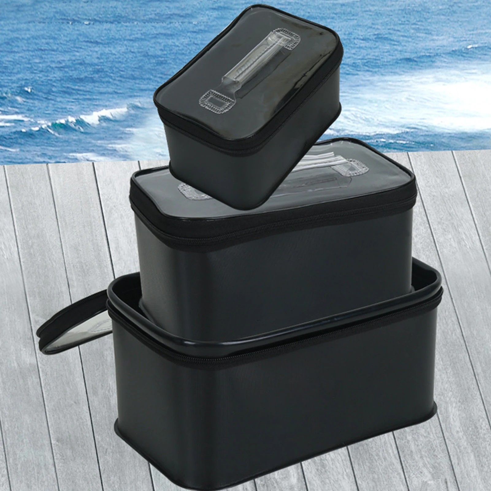 Cajas de pesca EVA de 3 uds., caja de almacenamiento de señuelos de pesca gruesa, cubo de almacenamiento de peces vivos para pesca al aire libre, juego de cubo de pesca portátil - imagen 2