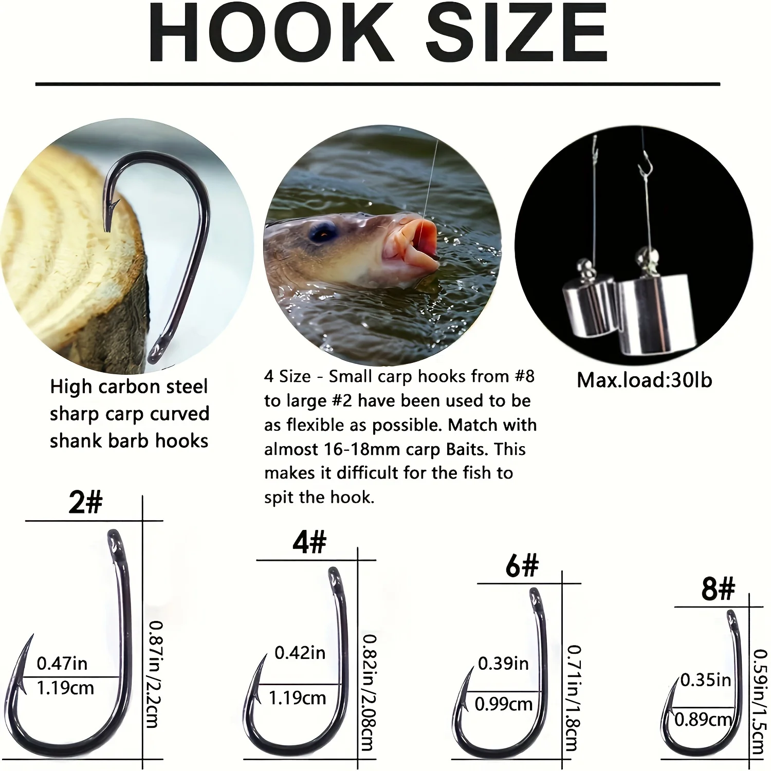 Aparejo carpa ganchos púas acero carbono boilies giratorios pesca - imagen 5