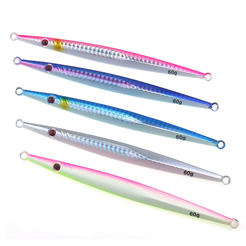 Cebo de pesca de plantilla de Metal, señuelos de plantilla de caída lenta, cebo duro Artificial, jingging, aparejos de pesca de mar, 60g, 80g - imagen 2