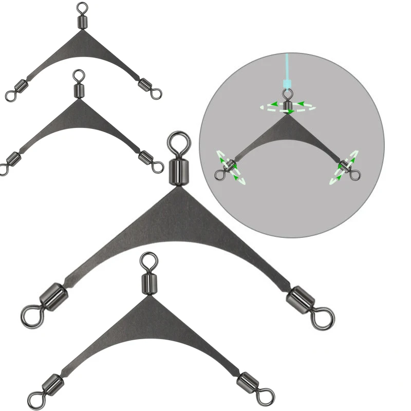 Cabezal de plantilla de pesca de acero inoxidable, 10 piezas, 3 vías, palo rodante, Conector de pesca, aparejos giratorios, accesorios de pesca - imagen 2