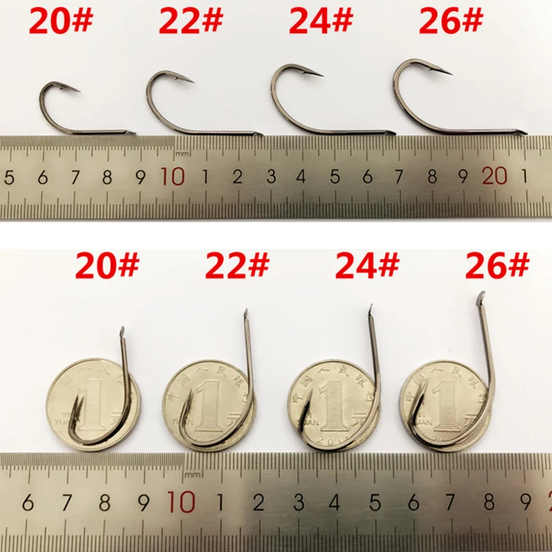 1000 Uds. Suministros de Pesca anzuelos de cabeza plana con púas mango largo vástago aparejos de Pesca de carpa cruciana anzuelos de Pesca de alta calidad - imagen 5