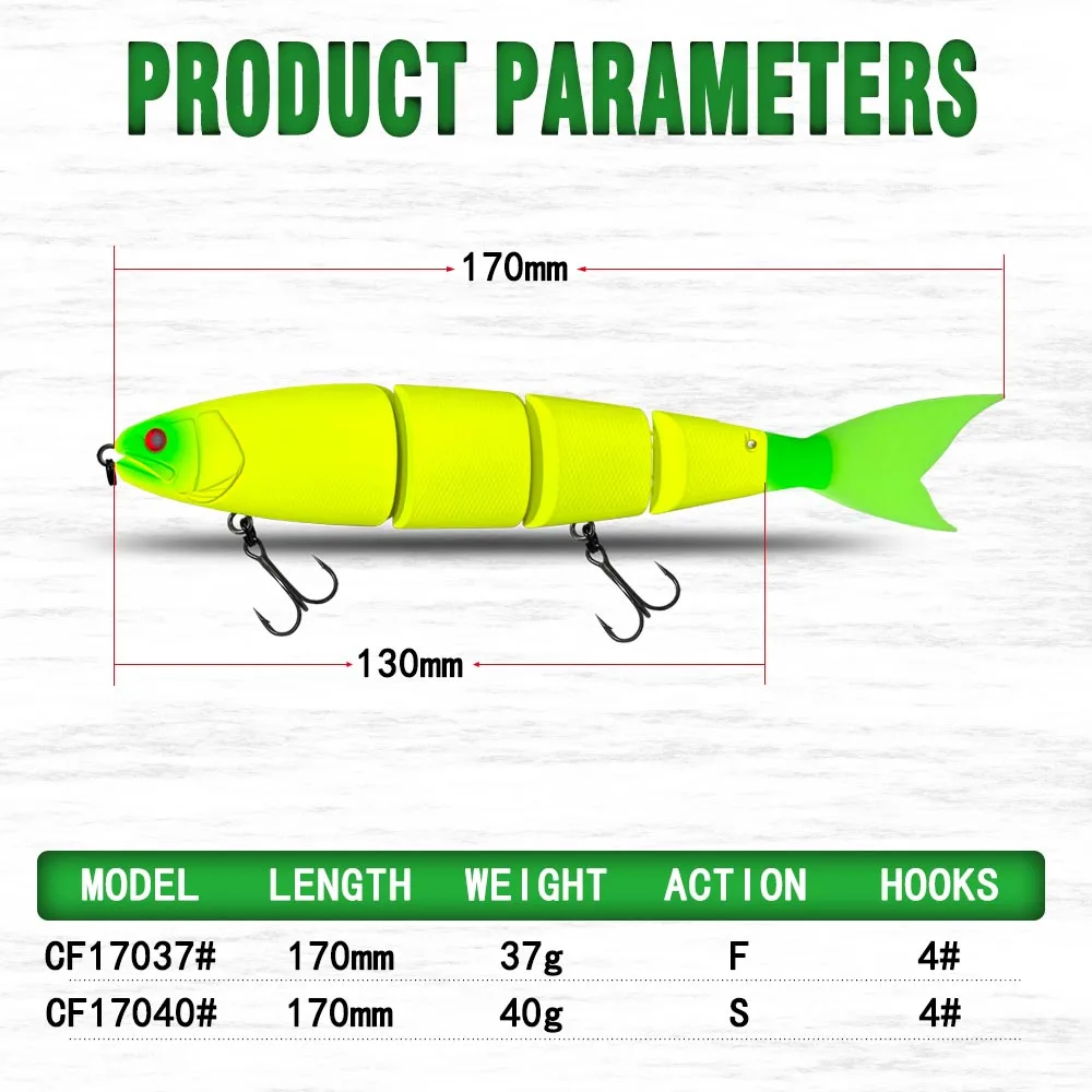 Señuelo de pesca, cebo de natación articulado flotante que se hunde, 170mm, 200mm, sección de cebo duro gigante, señuelo para cebo grande, Lucio, señuelo - imagen 4
