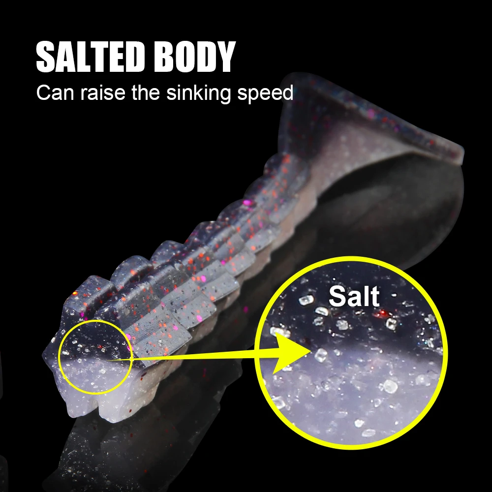 Spinpoler-señuelo de pesca suave, interruptor de cola de paleta, gusano segmentado, 7cm, 9cm, 11,5 cm, Swimbait salado para Jigging, pesca sin peso - imagen 5