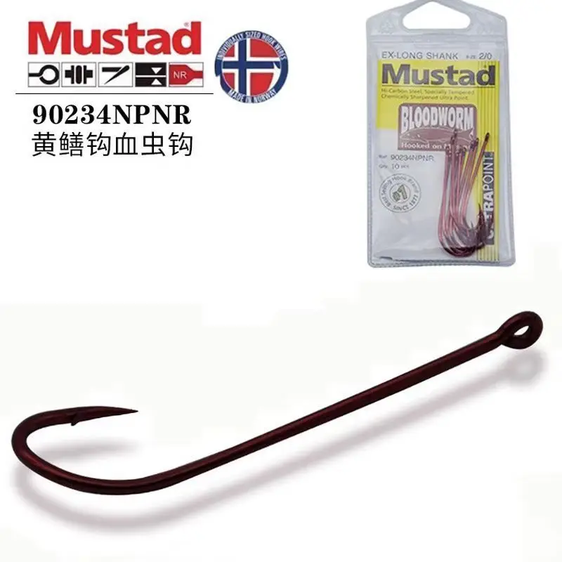Mustad 90234 Anzuelos púas mango largo sangre roja conger anguila