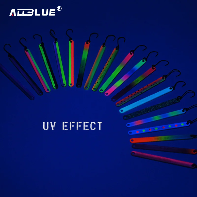 ALLBLUE-palo de trucha de 2,8g, 3,8g, 65mm, señuelo de pesca colorido de Metal, cuchara, cebo, aparejos de corriente de agua dulce para Chub, perca, salmón - imagen 5