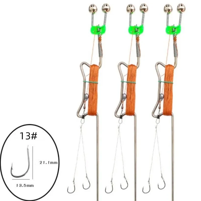 Anzuelo de pesca automático, artefacto integrado de acero inoxidable grueso, desenganche, línea de mano, inserción de suelo, hierba, carpa - imagen 5