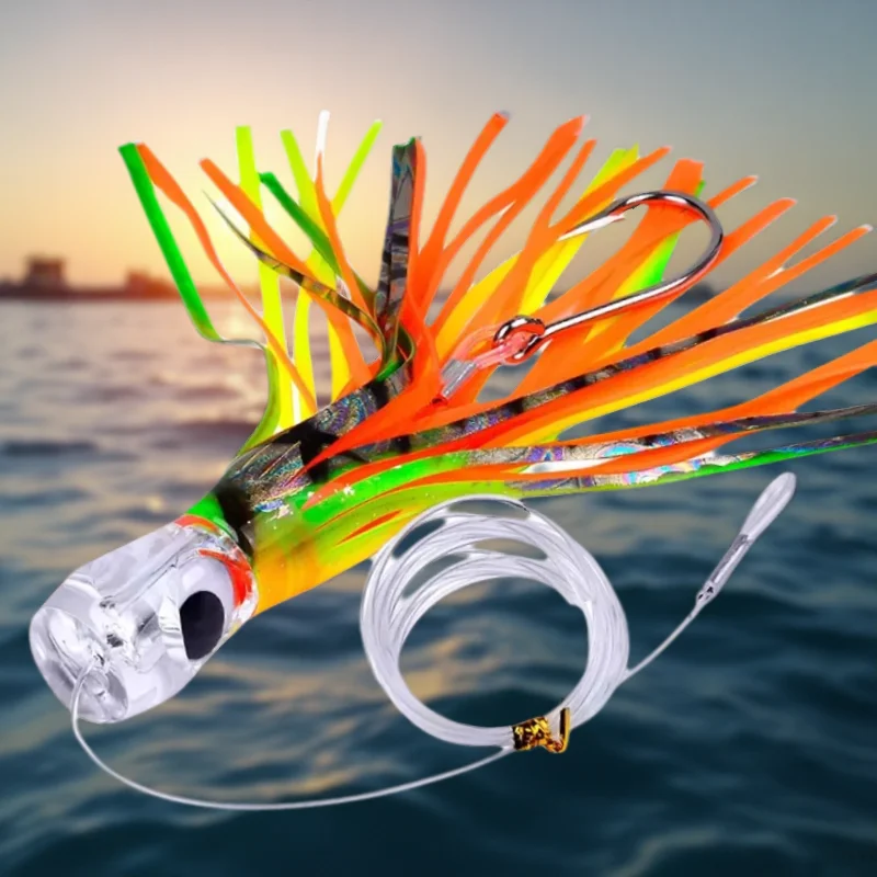 TAKEDO Señuelo Pulpo anzuelo único falda calamar – Trolling wahoo atún