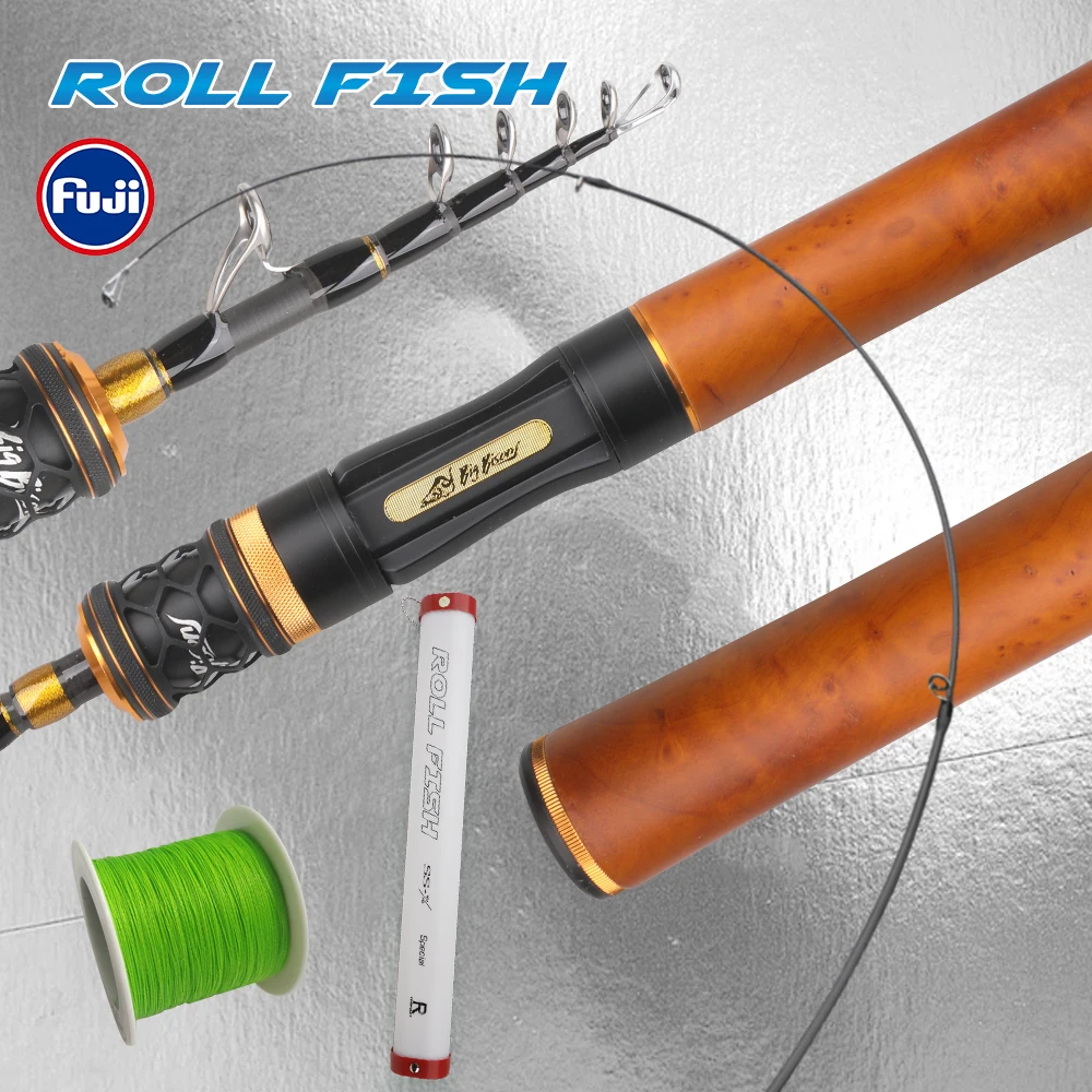 ROLLFISH UL-caña de fundición giratoria para trucha ultraligera, caña de pescar de viaje, guías Fuji para Panfish, línea de PE de 100M gratis