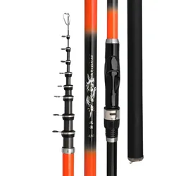 Caña de orilla de carbono, ligera, rígida y perfecta para pesca flotante o deslizante de fundición larga, caña giratoria telescópica de 3,6-7,2 m