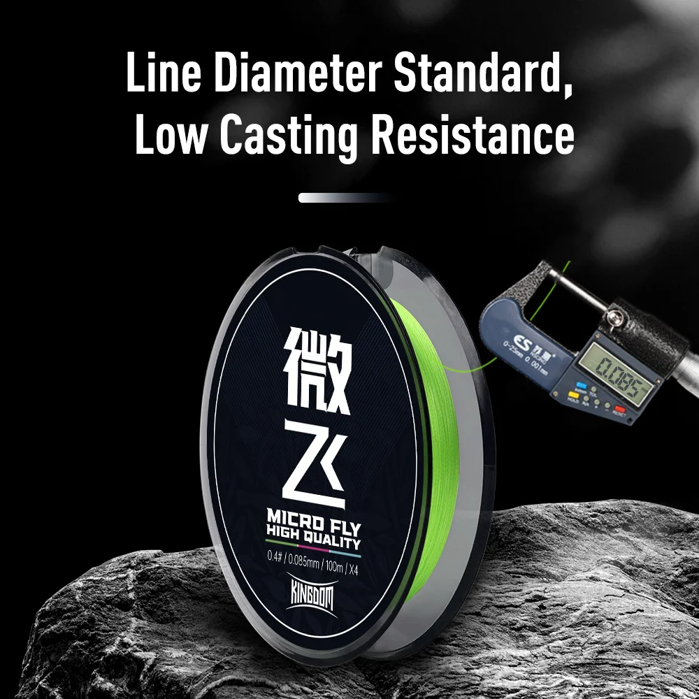 Kingdom Micro Fly MX T4 T8 4 hebras 8 hebras 100m trenzado PEline multifilamento japonés suave más apretado hilo de pescar de largo alcance - imagen 5