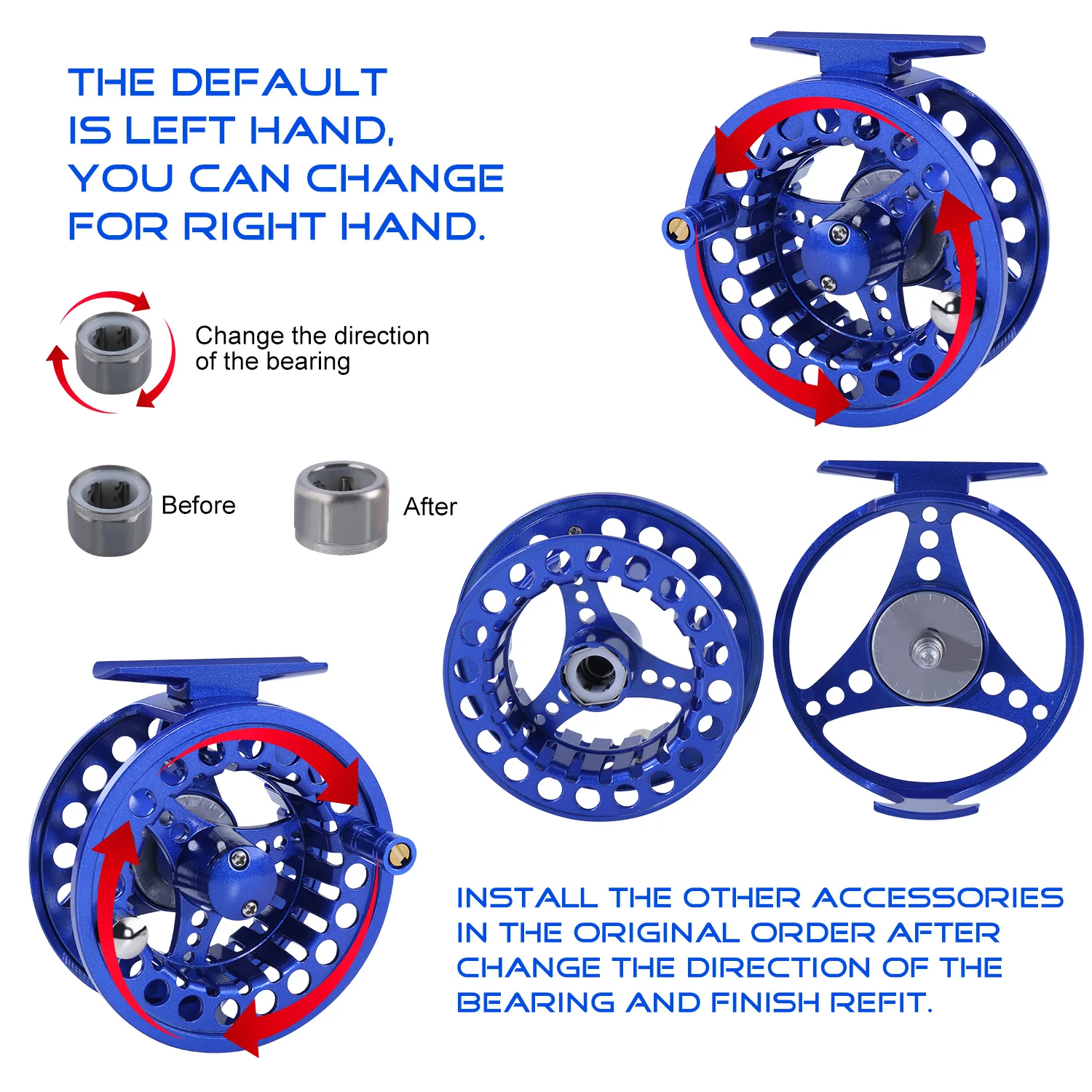 Carrete de Pesca con mosca Sougayilang 5/6, cuerpo de aleación de aluminio mecanizado CNC, eje principal de acero inoxidable, perilla de arrastre antideslizante, carrete de Pesca - imagen 4