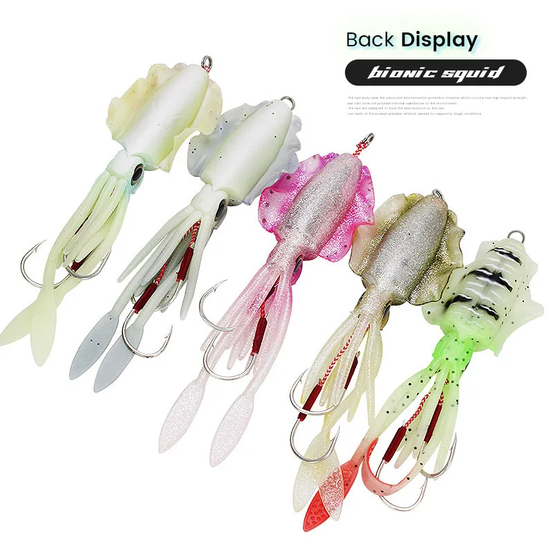 ZUKIBO-señuelo de calamar luminoso, falda de pulpo, cebo de pesca de curricán, Jigging de hundimiento biónico, cabeza con anzuelo de plomo, aparejos de pesca - imagen 5