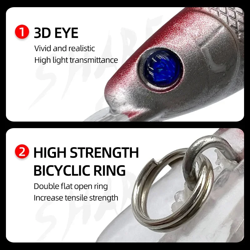 Juego de Señuelos de Pesca de 43 Uds., 6 modelos mixtos, cebo duro para pececillos, Wobblers artificiales, juego de manivela Popper de pececillo colorido, Crankbait para pececillos - imagen 3