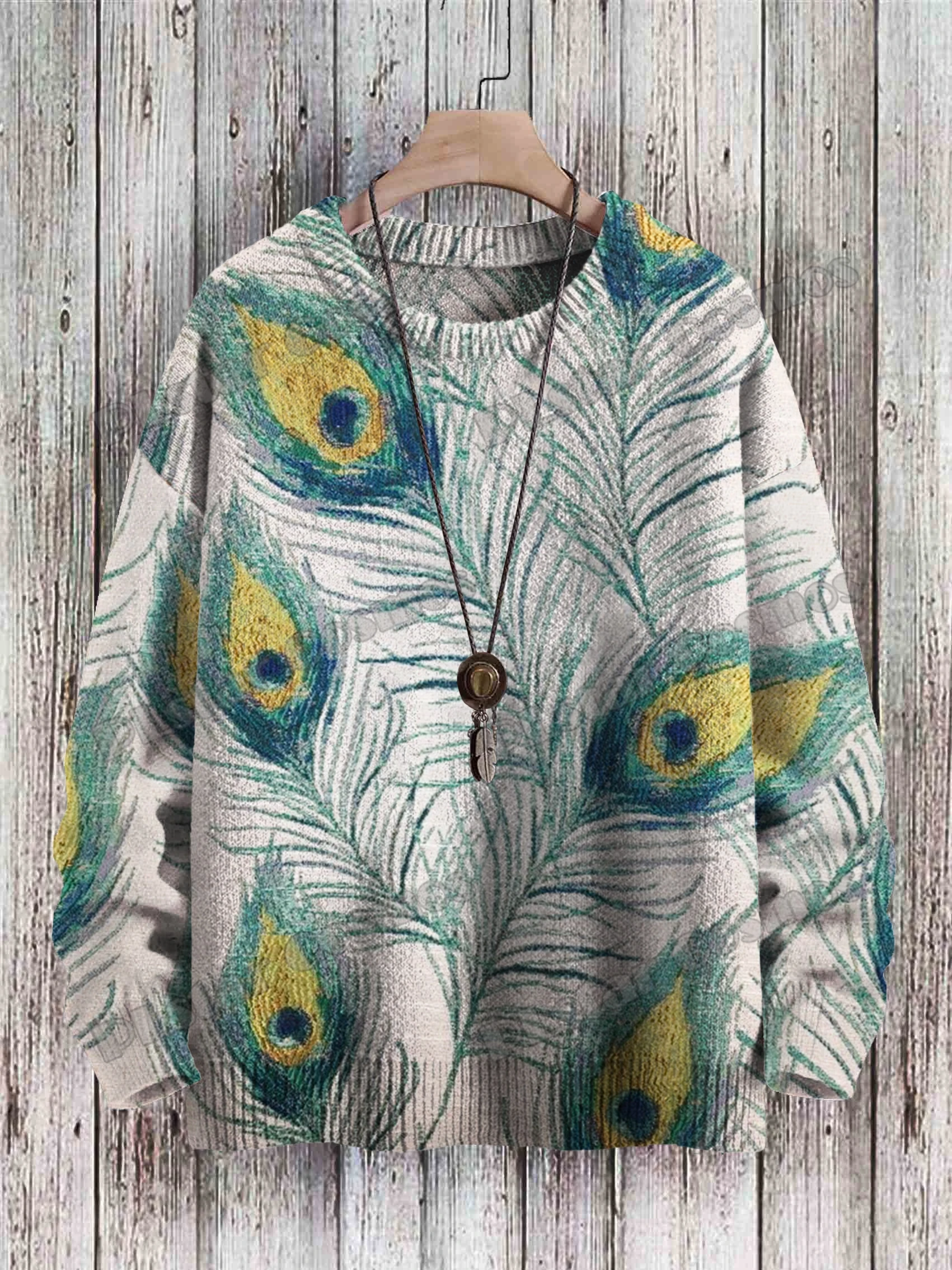Jersey de punto informal Unisex de invierno, suéter Retro de hojas verdes y sol con arte de árbol, suéteres de punto con cuello redondo impresos en 3D KMY31 - imagen 3