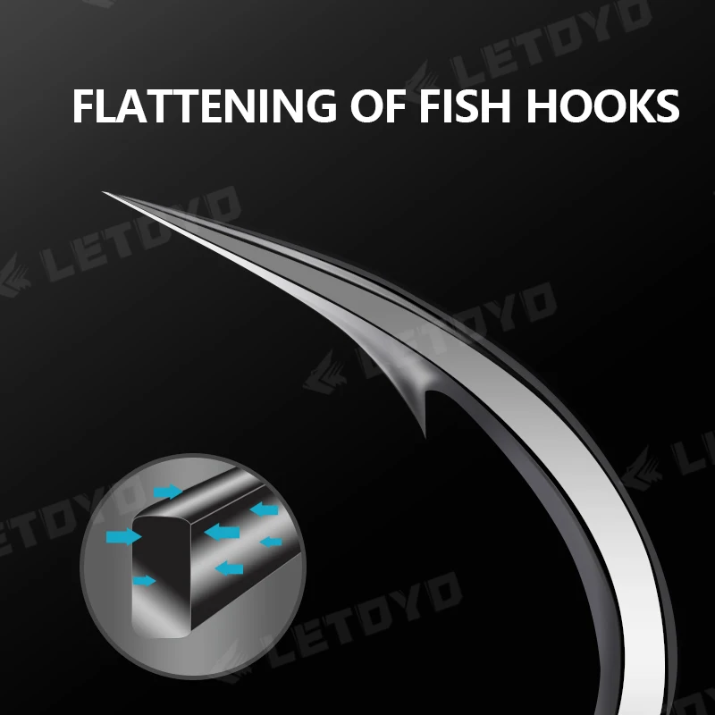 LETOYO-anzuelo de pesca ultra ant-irust 3X, anzuelo de acero de alto carbono, agudos fuertes, anzuelo de pesca anticorrosión, accesorios de agua salada - imagen 5